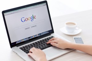 Simferopol Russia - June 22 2014: Google biggest Internet search engine. Google.com domain was registered September 15 1997